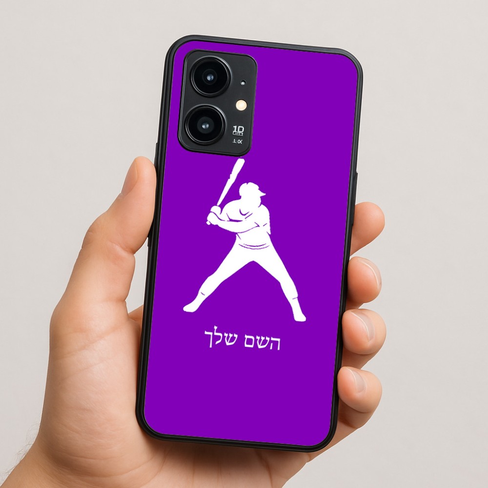 כיסוי בעיצוב אישי עם השם שלך לדגם - Realme 16 Pro 5G בעיצוב שחקן בייסבול