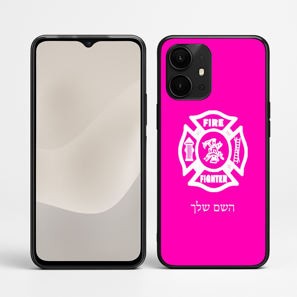 כיסוי בעיצוב אישי עם השם שלך לדגם - Realme P4 Power 5G בעיצוב כבאי - תגית