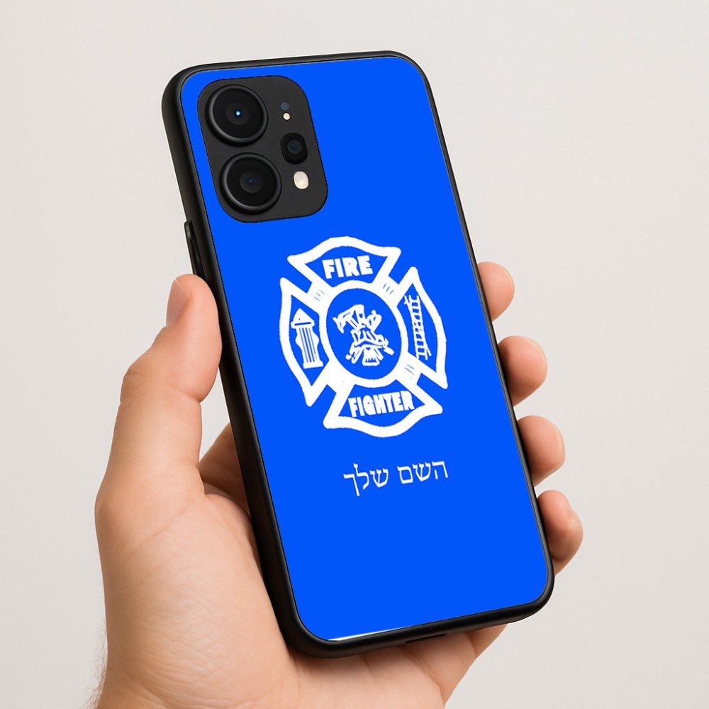 כיסוי בעיצוב אישי עם השם שלך לדגם - Realme P4 Power 5G בעיצוב כבאי - תגית