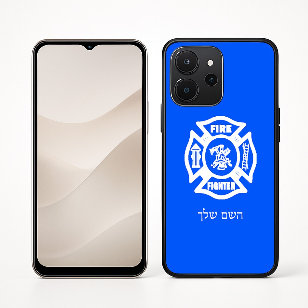 כיסוי בעיצוב אישי עם השם שלך לדגם - Realme P4x 5G בעיצוב כבאי - תגית