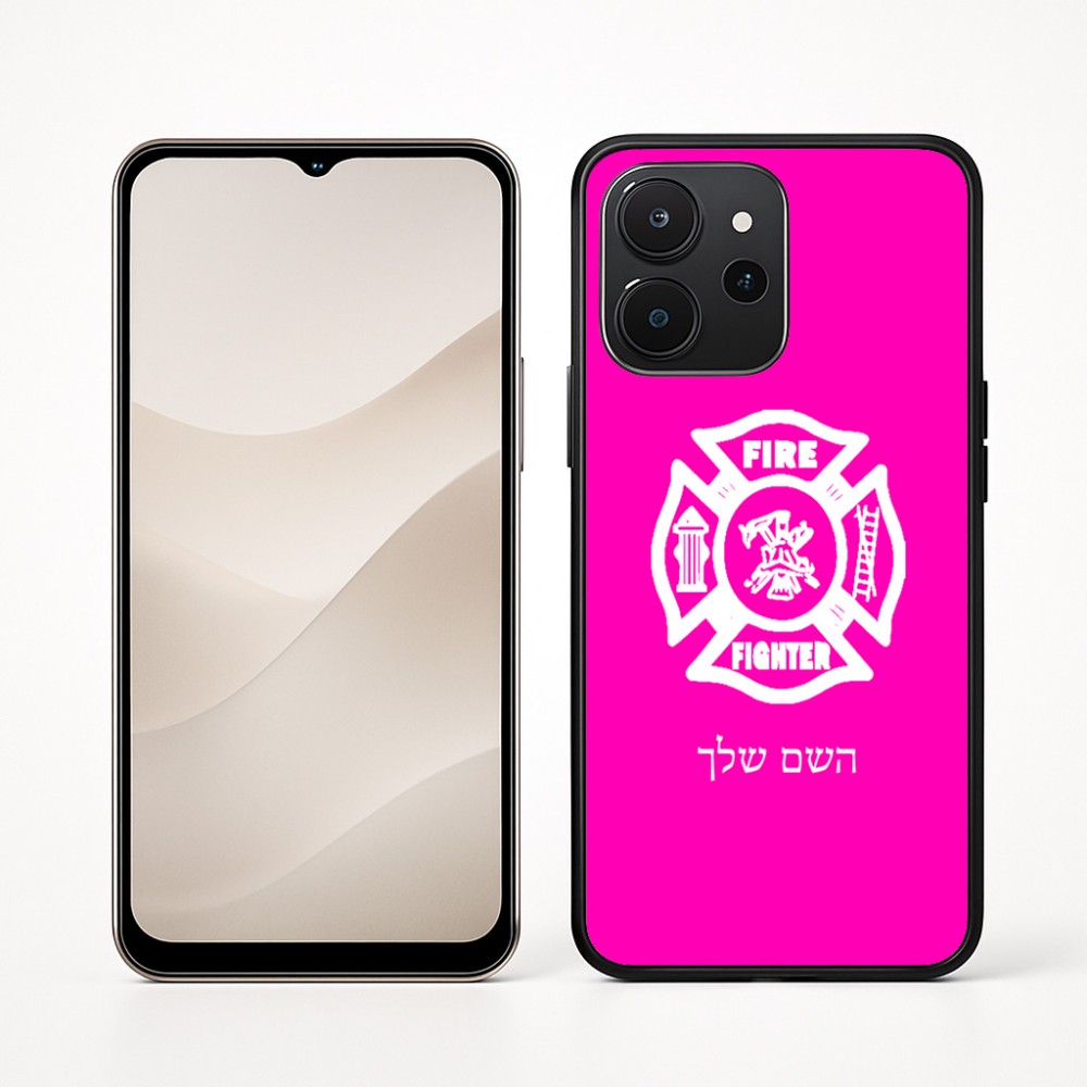 כיסוי בעיצוב אישי עם השם שלך לדגם - Realme P4x 5G בעיצוב כבאי - תגית