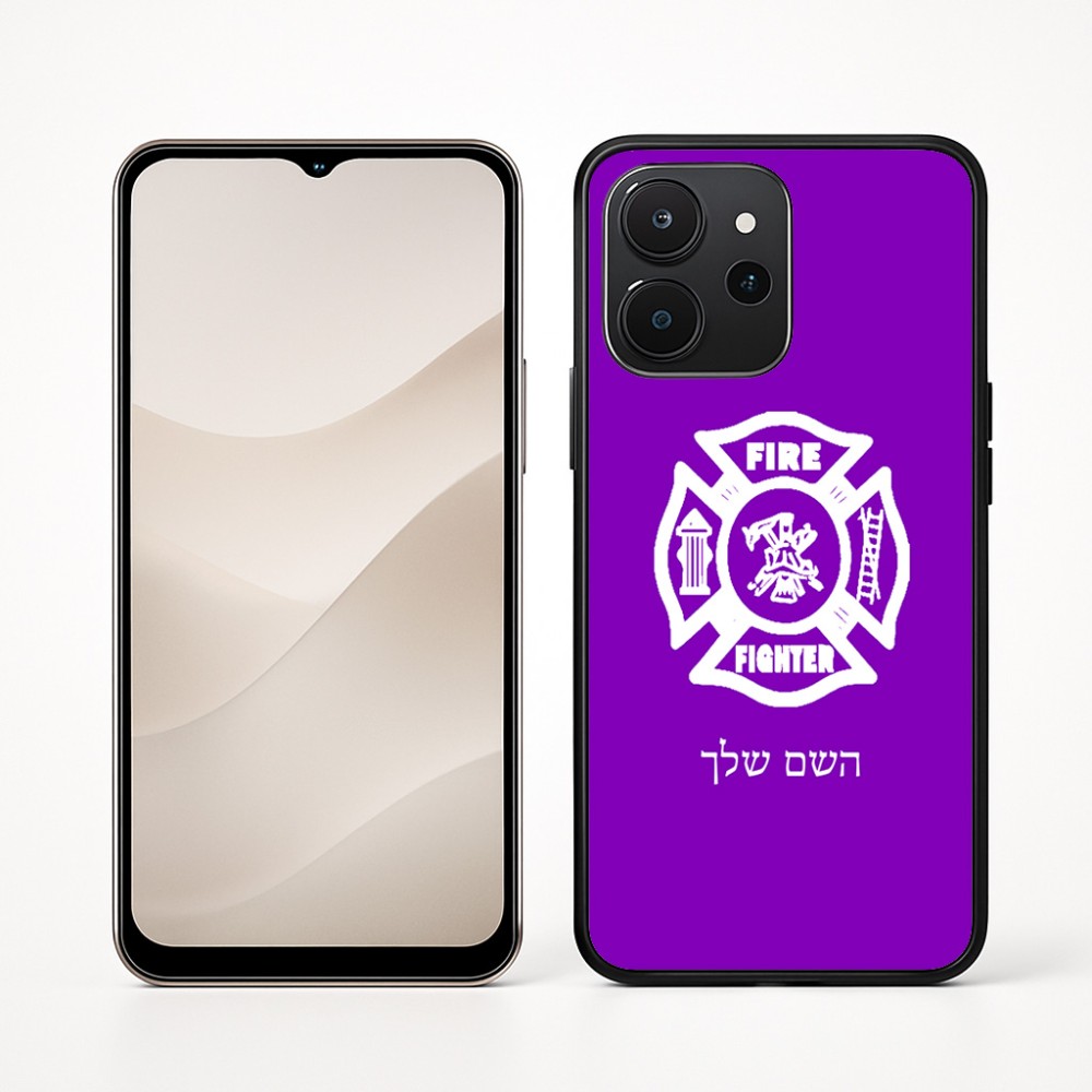 כיסוי בעיצוב אישי עם השם שלך לדגם - Realme P4x 5G בעיצוב כבאי - תגית