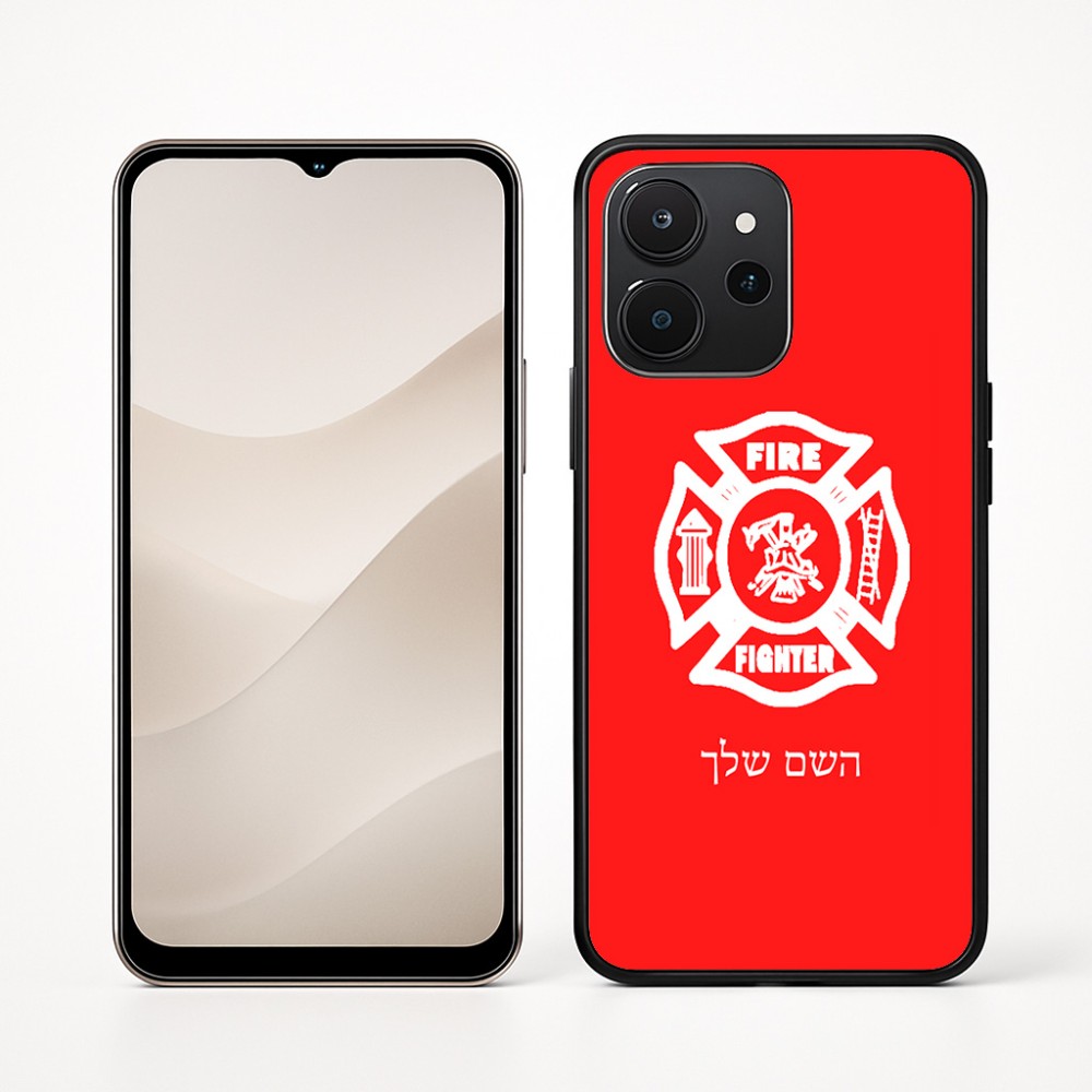 כיסוי בעיצוב אישי עם השם שלך לדגם - Realme P4x 5G בעיצוב כבאי - תגית
