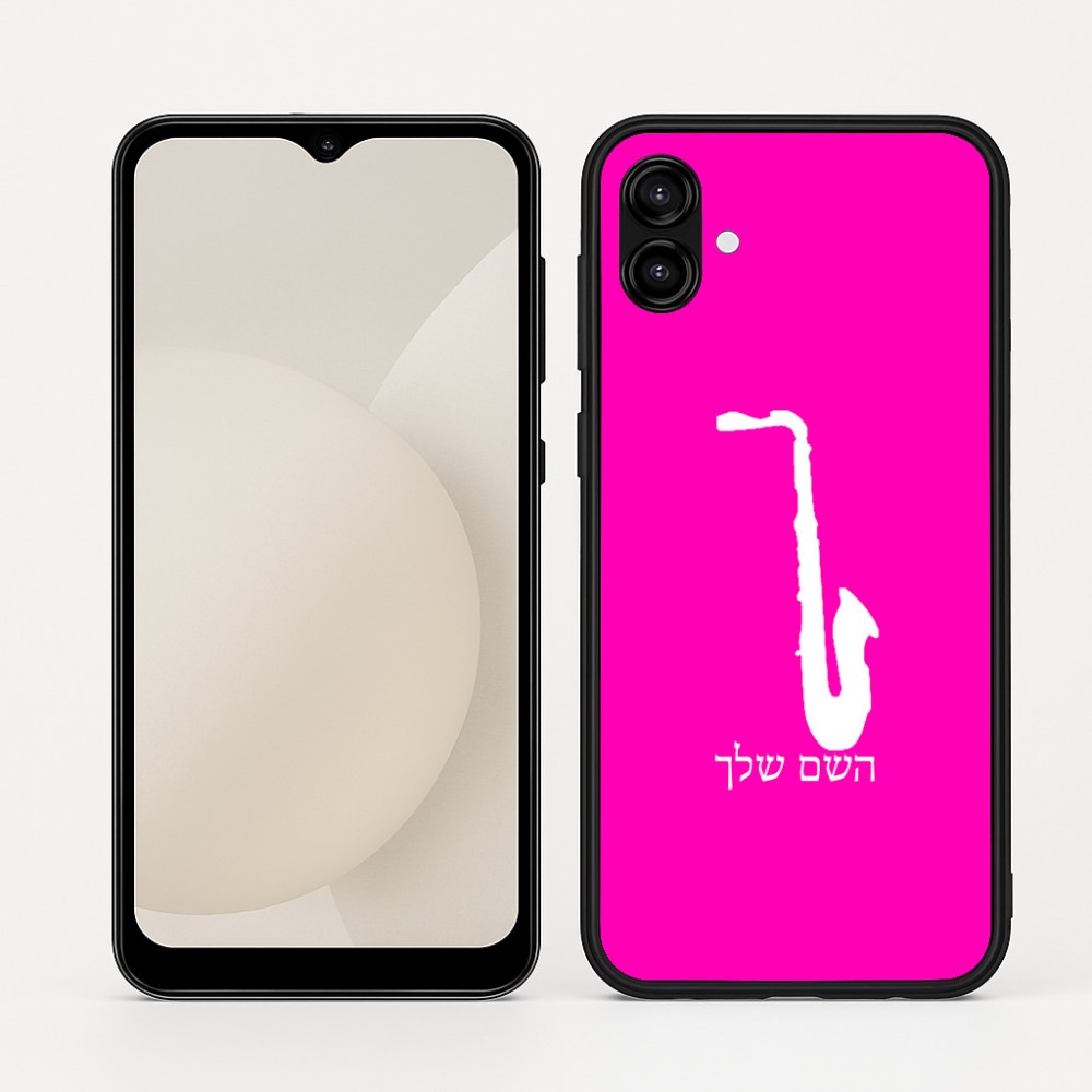 כיסוי בעיצוב אישי עם השם שלך לדגם - Samsung Galaxy A04 בעיצוב סקסופון