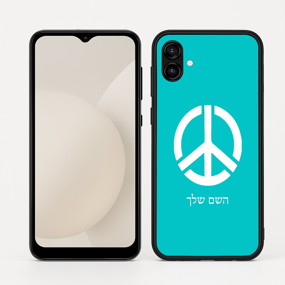 כיסוי בעיצוב אישי עם השם שלך לדגם - Samsung Galaxy A04 בעיצוב סמל השלום