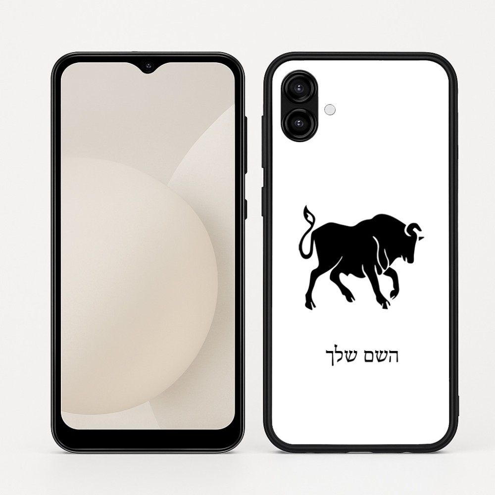 כיסוי בעיצוב אישי עם השם שלך לדגם - Samsung Galaxy A04 בעיצוב מזלות - שור
