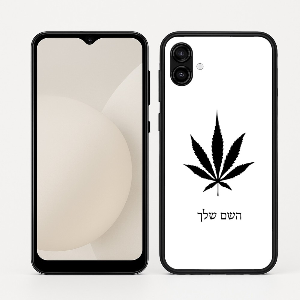 כיסוי בעיצוב אישי עם השם שלך לדגם - Samsung Galaxy A04 בעיצוב עלה מריחואנה - גראס