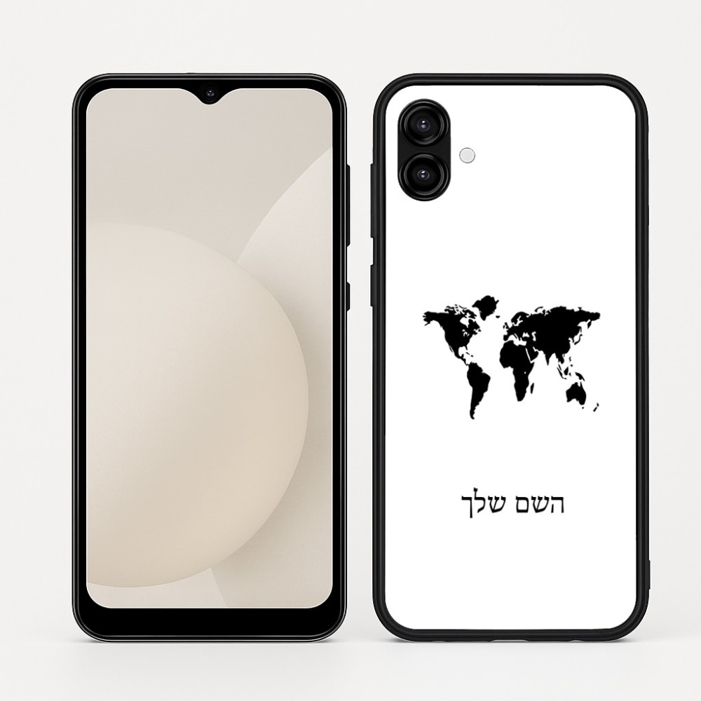 כיסוי בעיצוב אישי עם השם שלך לדגם - Samsung Galaxy A04 בעיצוב מפת העולם