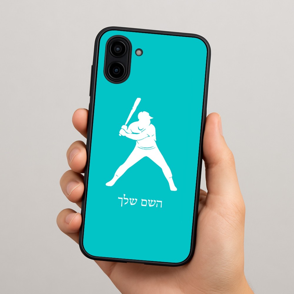 כיסוי בעיצוב אישי עם השם שלך לדגם - Samsung Galaxy A04 בעיצוב שחקן בייסבול