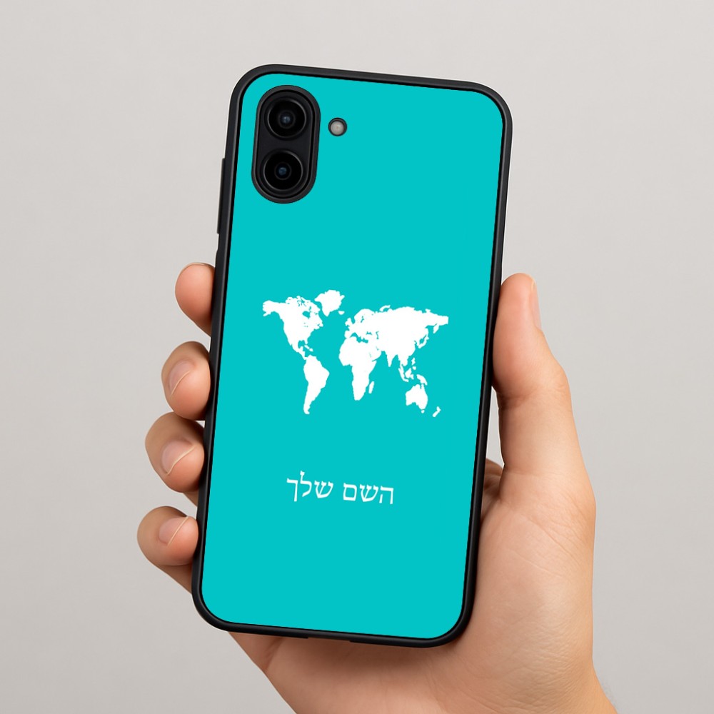 כיסוי בעיצוב אישי עם השם שלך לדגם - Samsung Galaxy A04 בעיצוב מפת העולם