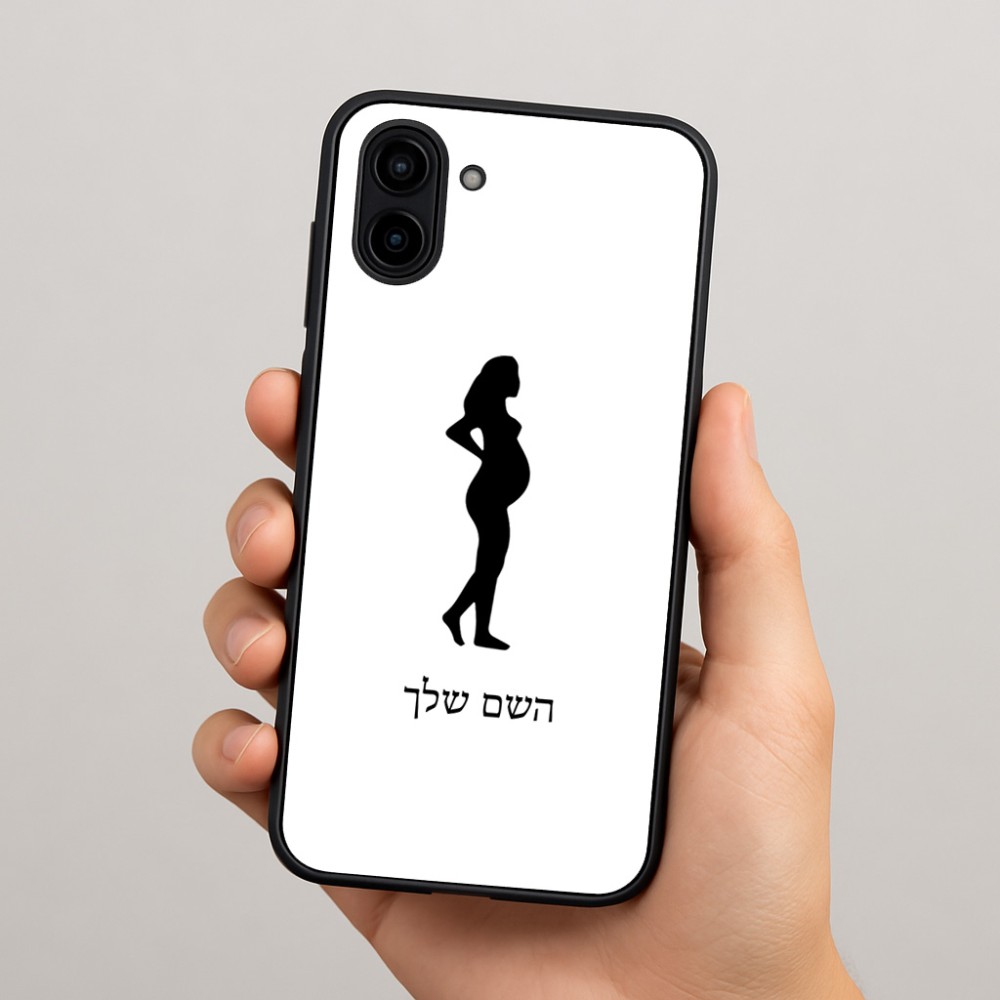 כיסוי בעיצוב אישי עם השם שלך לדגם - Samsung Galaxy A04 בעיצוב אישה בהריון
