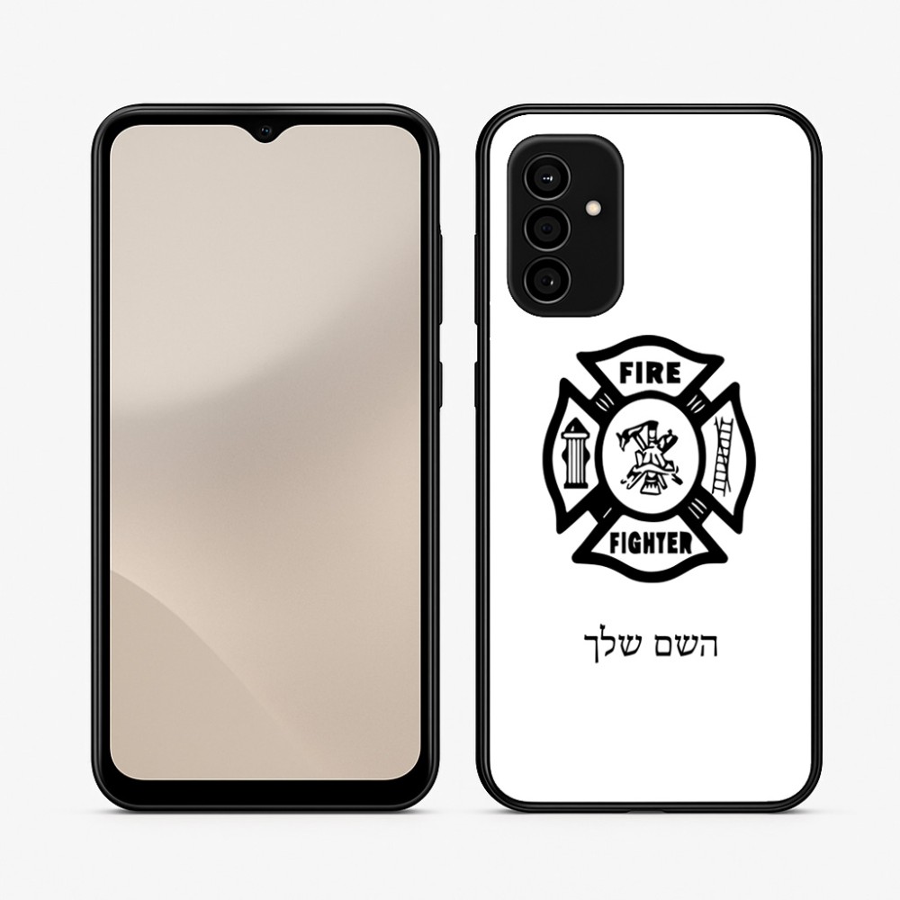 כיסוי בעיצוב אישי עם השם שלך לדגם - Samsung Galaxy A07 4G בעיצוב כבאי - תגית