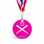 מדליה מעץ בעיצוב אישי עם השם שלך בעיצוב כדור בסיס גודל 6.5 × 6.5 ס"מ