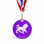 מדליה מעץ בעיצוב אישי עם השם שלך בעיצוב מזלות - אריה גודל 6.5 × 6.5 ס"מ