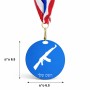 מדליה מעץ בעיצוב אישי עם השם שלך בעיצוב אק 47 גודל 6.5 × 6.5 ס"מ
